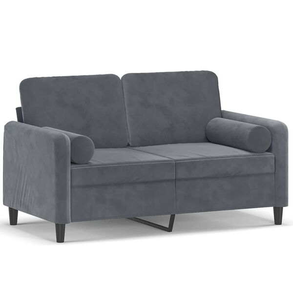 vidaXL Canap&eacute; 2 places avec oreillers gris fonc&eacute; 120 cm velours