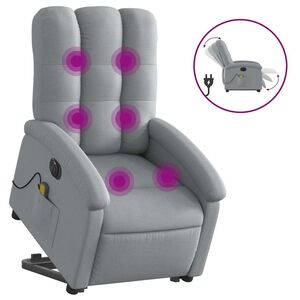 vidaXL Fauteuil inclinable de massage &eacute;lectrique gris clair tissu