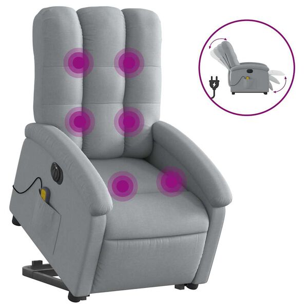 vidaXL Fauteuil inclinable de massage &eacute;lectrique gris clair tissu