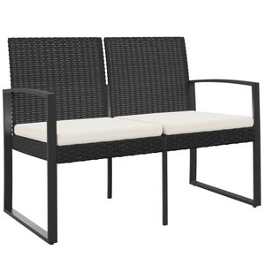 vidaXL Banc de jardin à 2 places avec coussins noir rotin PP