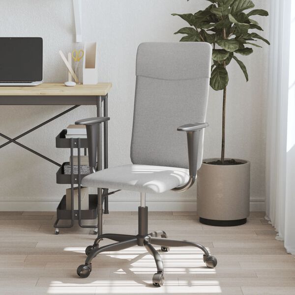 vidaXL Chaise de bureau réglable en hauteur gris clair tissu