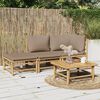 vidaXL Salon de jardin 3 pcs avec coussins taupe bambou