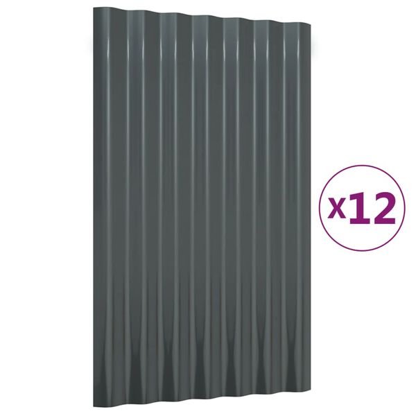 vidaXL Panneaux de toit 12 pcs Acier galvanisé Anthracite 60x36 cm