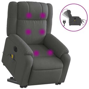vidaXL Fauteuil inclinable de massage &eacute;lectrique gris fonc&eacute; tissu