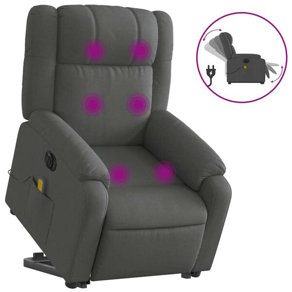 vidaXL Fauteuil inclinable de massage &eacute;lectrique gris fonc&eacute; tissu