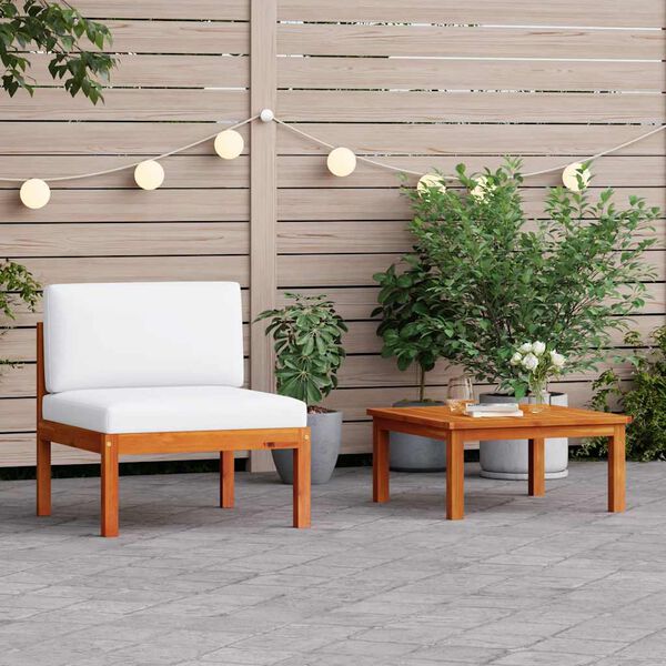 vidaXL Salon de jardin 2 pi&egrave;ces avec coussins en bois d'acacia et corde