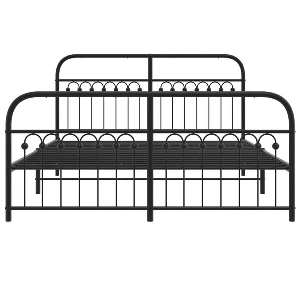 vidaXL Cadre de lit m&eacute;tal sans matelas avec pied de lit noir 150x200cm