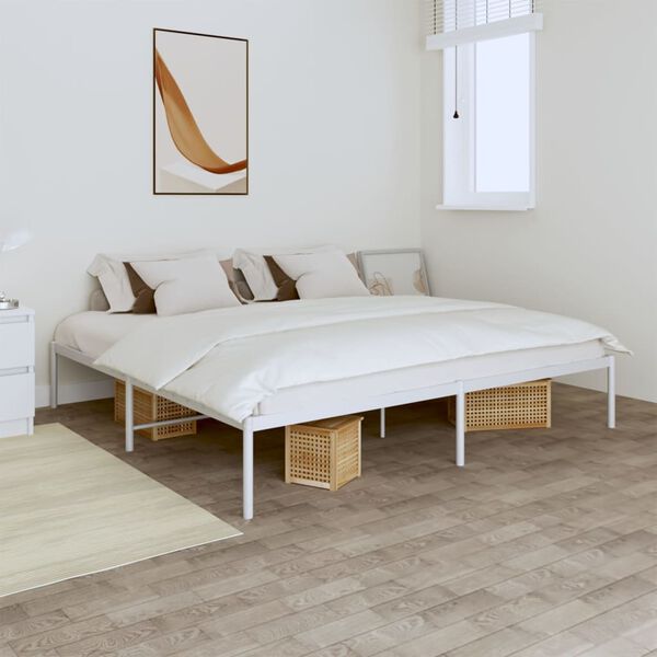 vidaXL Cadre de lit m&eacute;tal sans matelas blanc 193x203 cm