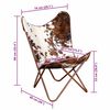 vidaXL Chaise papillon marron et blanc cuir de vache