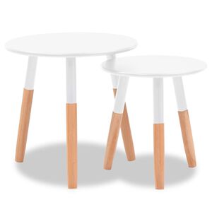 vidaXL Ensemble de tables d'appoint 2 pcs Bois de pin massif Blanc