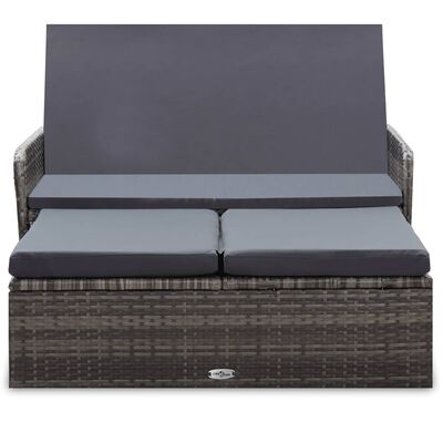 vidaXL Salon de jardin 2 pcs avec coussins Résine tressée Gris