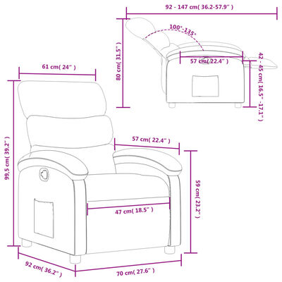 vidaXL Fauteuil inclinable Gris clair Tissu