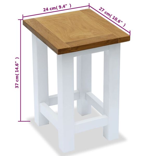 vidaXL Table d'appoint 27 x 24 x 37 cm Bois de chêne massif