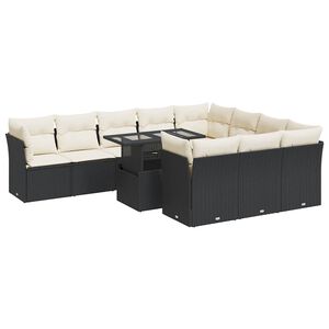 vidaXL Salon de jardin 11 pcs avec coussins noir r&eacute;sine tress&eacute;e