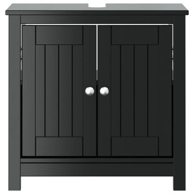 vidaXL Meuble de salle de bain BERG noir 60x34x59 cm bois pin massif