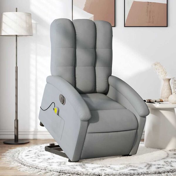 vidaXL Fauteuil inclinable de massage &eacute;lectrique gris clair tissu