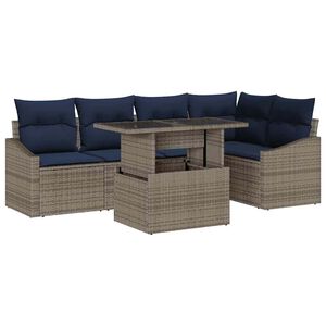 vidaXL Ensemble de canap&eacute; de jardin 6 pcs Gris et bleu marine