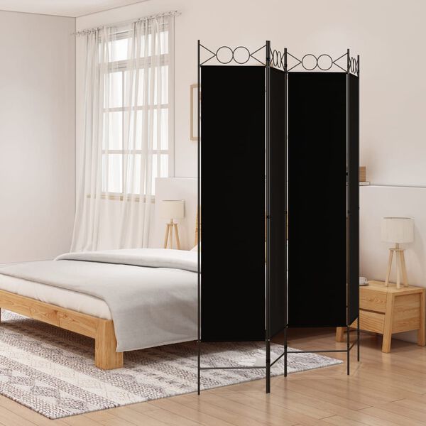vidaXL Cloison de s&eacute;paration 4 panneaux Noir 160x200 cm Tissu