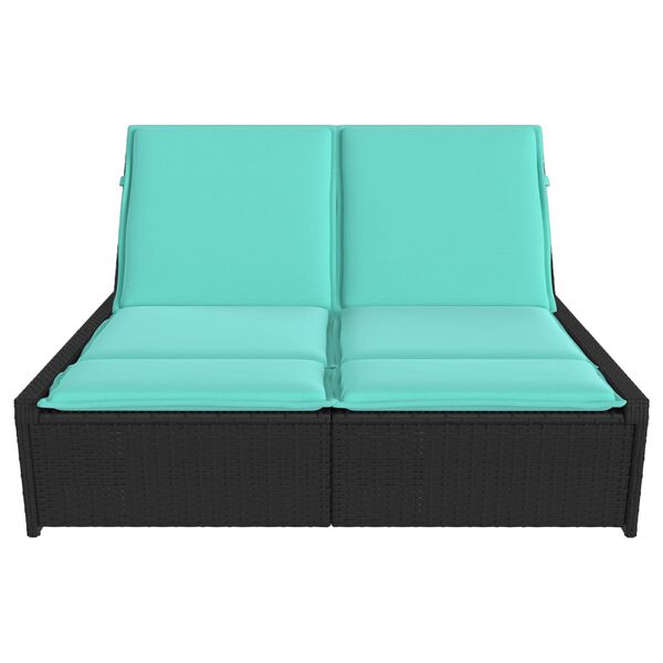 vidaXL Chaise longue double avec coussins noir r&eacute;sine tress&eacute;e