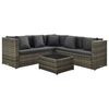 vidaXL Salon de jardin 4 pcs avec coussins résine tressée gris