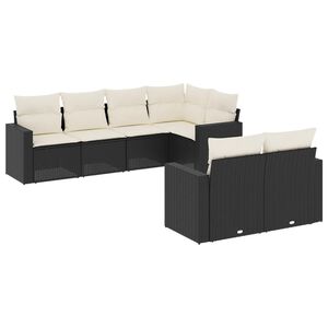 vidaXL Salon de jardin 7 pcs avec coussins noir r&eacute;sine tress&eacute;e