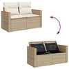 vidaXL Canap&eacute; de jardin avec coussins 2 places beige r&eacute;sine tress&eacute;e