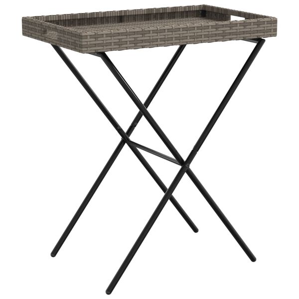 vidaXL Table &agrave; plateau pliable gris 65x40x75 cm r&eacute;sine tress&eacute;e
