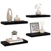 vidaXL &Eacute;tag&egrave;re murale flottante 4 pcs Noir brillant 50x23x3,8 cm MDF