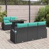 vidaXL Ensemble de canap&eacute; de jardin 6 pcs Noir Poly Rattan