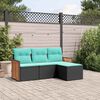 vidaXL Salon de jardin 4 pcs avec coussins noir r&eacute;sine tress&eacute;e
