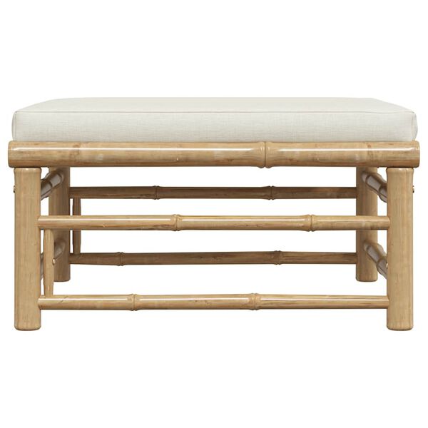 vidaXL Repose-pied de jardin avec coussin blanc crème Bambou