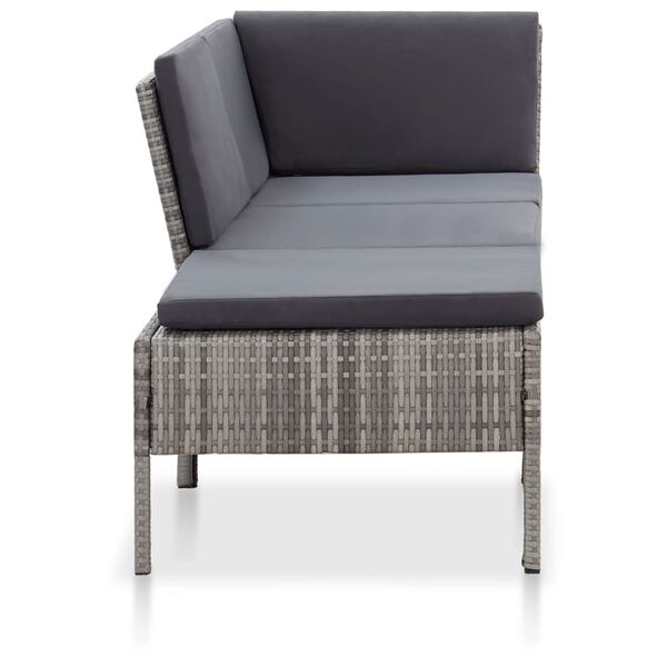 vidaXL Salon de jardin 3 pcs avec coussins R&eacute;sine tress&eacute;e Gris