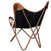 vidaXL Chaise papillon marron et blanc cuir de vache