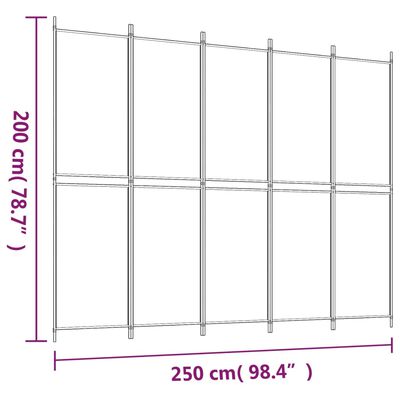 vidaXL Cloison de séparation 5 panneaux Blanc 250x200 cm Tissu