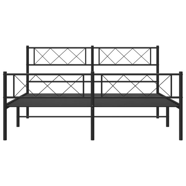 vidaXL Cadre de lit métal sans matelas avec pied de lit noir 150x200cm