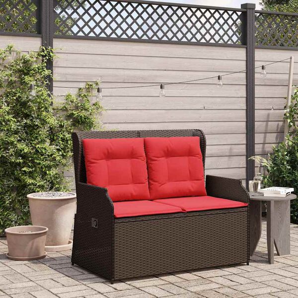 vidaXL Banc de jardin avec coussin Marron Poly rotin