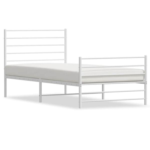 vidaXL Cadre de lit m&eacute;tal sans matelas et pied de lit blanc 100x200 cm
