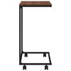 vidaXL Table d'appoint avec roues noir 55x35x70 cm bois d'ing&eacute;nierie