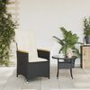 vidaXL Chaise inclinable de jardin avec coussins noir r&eacute;sine tress&eacute;e