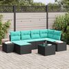 vidaXL Ensemble de canap&eacute; de jardin avec coussin 7 pcs Noir polyrotin