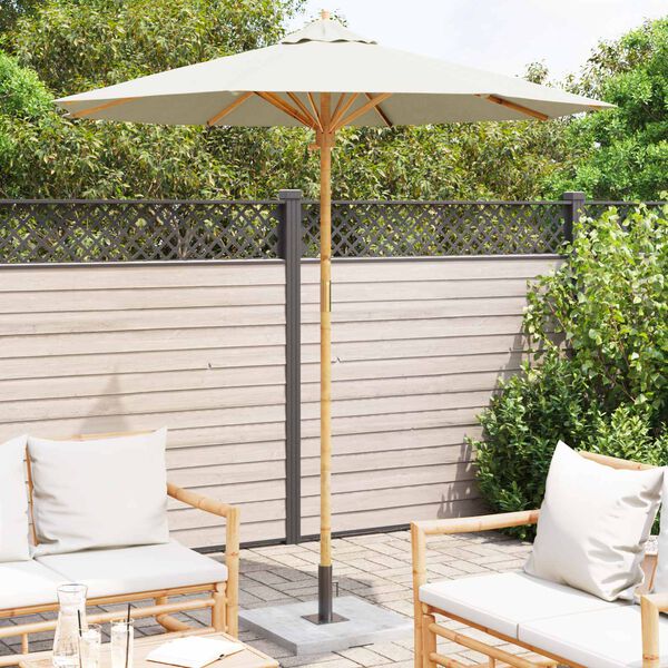vidaXL Parasol de jardin Blanc cr&egrave;me &Oslash; 270 x 260 cm Bambou
