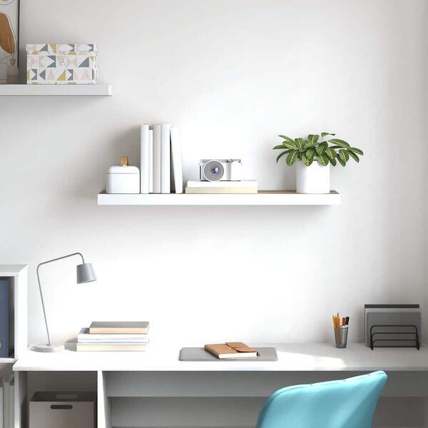 vidaXL &Eacute;tag&egrave;re flottante murale ch&ecirc;ne et blanc 80x23,5x3,8 cm MDF