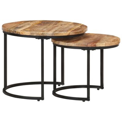 vidaXL Tables gigognes 2 pcs Bois de manguier brut