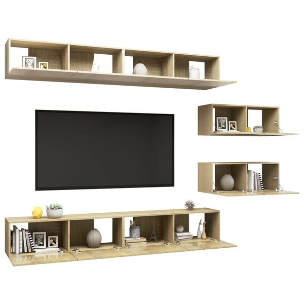 vidaXL Ensemble de meuble TV 6 pcs Ch&ecirc;ne sonoma Bois d'ing&eacute;nierie