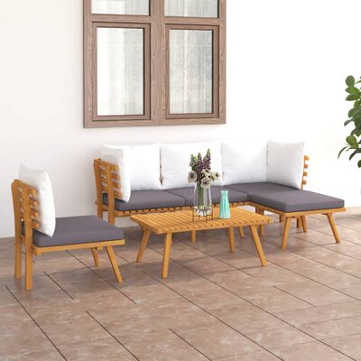 vidaXL Salon de jardin 6 pcs avec coussins Bois d'acacia solide