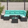 vidaXL Ensemble de canap&eacute; de jardin 6 pcs Noir et turquoise polyrotin
