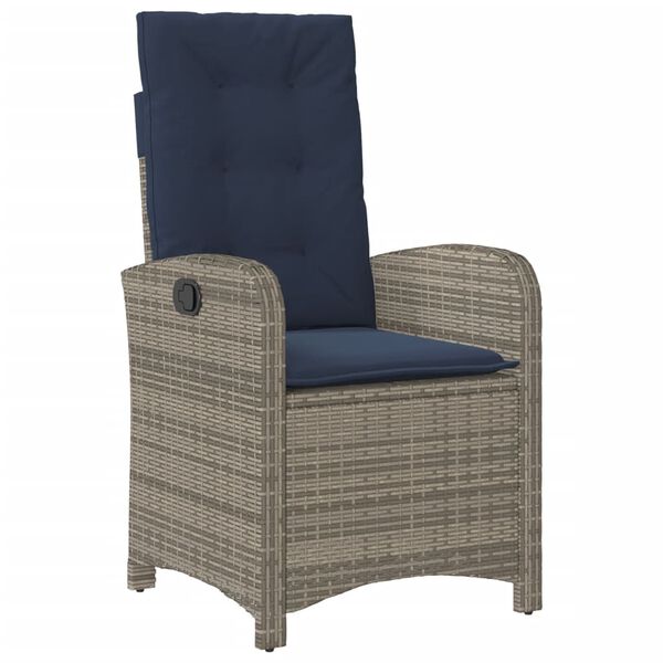 vidaXL Ensemble &agrave; manger de jardin 5 pcs coussins gris r&eacute;sine tress&eacute;e