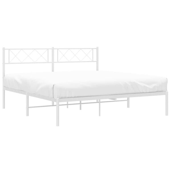 vidaXL Cadre de lit m&eacute;tal sans matelas et t&ecirc;te de lit blanc 135x190 cm