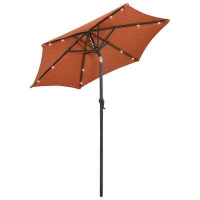 vidaXL Parasol de jardin avec lumières LED terre cuite aluminium