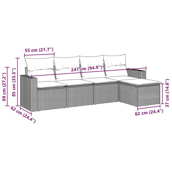 vidaXL Salon de jardin 5 pcs avec coussins noir r&eacute;sine tress&eacute;e